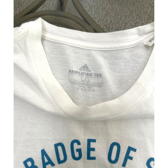Adidas Amplifier Tee White/Blue Logo T-Shirt Mens Large 100% Cotton Sportswear C - Picture 4 of 6